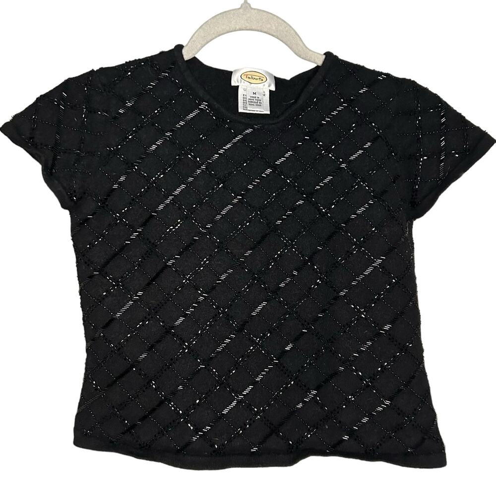 Vintage Black Wool Beaded Shirt Size M